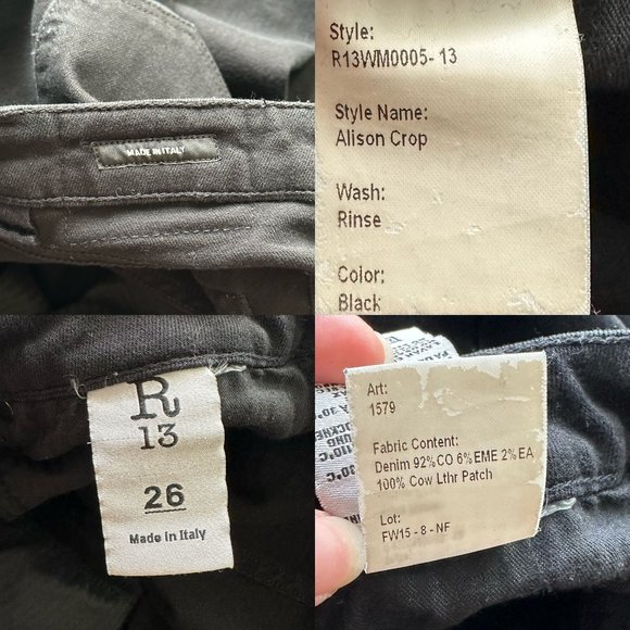 R13 Alison Crop Jeans in Black Rinse - Picture 8 of 13